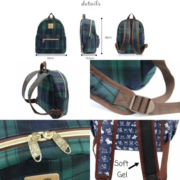 Waterproof Plaid Mini Small Travel Backpack - Picture 4 of 10